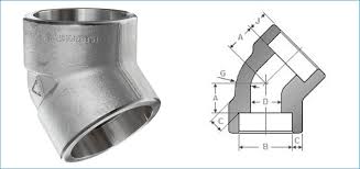 Elbow 45 degree socket weld forged fittings 3000# ANSI B16.11 ASTM A182 F304/304L F316