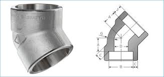 Cút hàn lồng 45 độ áp lực 3000# inox 304 thương hiệu Hồng Quang, phụ kiện