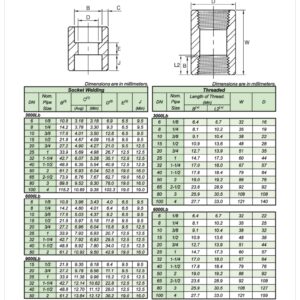 Bản vẽ kỹ thuật và bảng thông số chi tiết cho khớp nối Full Coupling (khớp