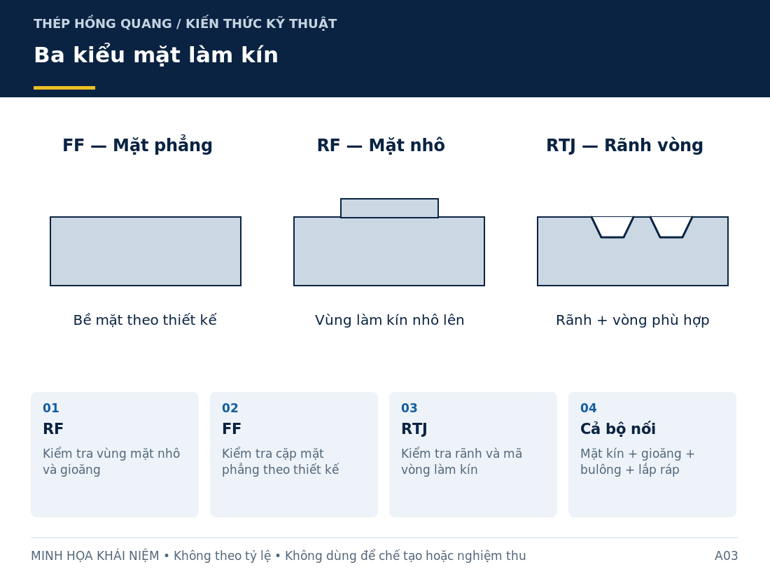 Ba kiểu mặt làm kín: sơ đồ nhận diện và các thông tin cần làm rõ khi mua hàng.