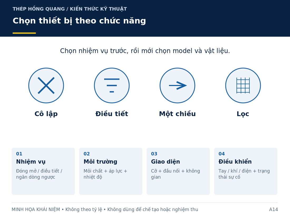 Chọn thiết bị theo chức năng: sơ đồ nhận diện và các thông tin cần làm rõ khi mua hàng.