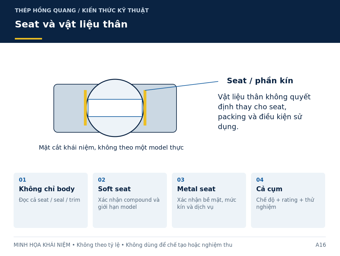 Seat và vật liệu thân: sơ đồ nhận diện và các thông tin cần làm rõ khi mua hàng.