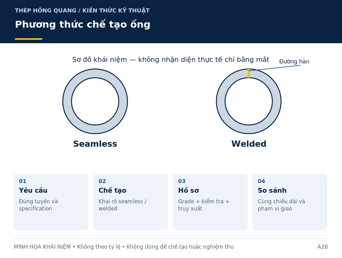 Phương thức chế tạo ống: sơ đồ nhận diện và các thông tin cần làm rõ khi mua hàng.