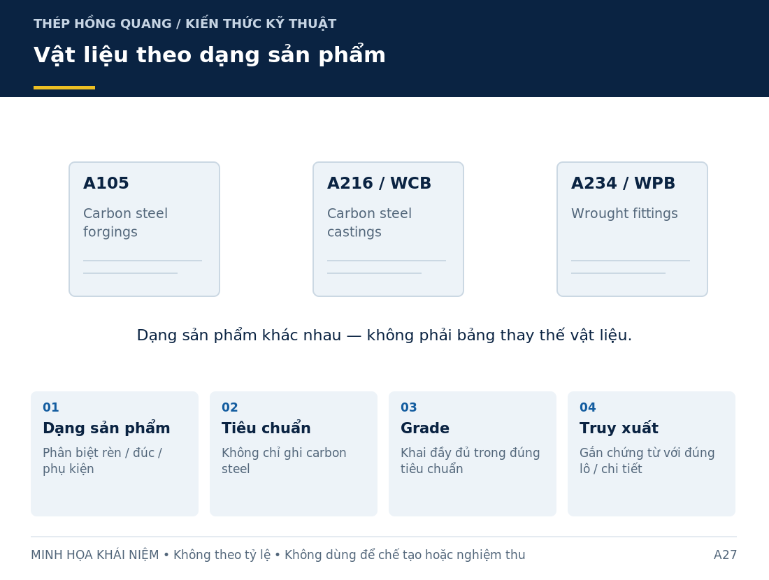 Vật liệu theo dạng sản phẩm: sơ đồ nhận diện và các thông tin cần làm rõ khi mua hàng.