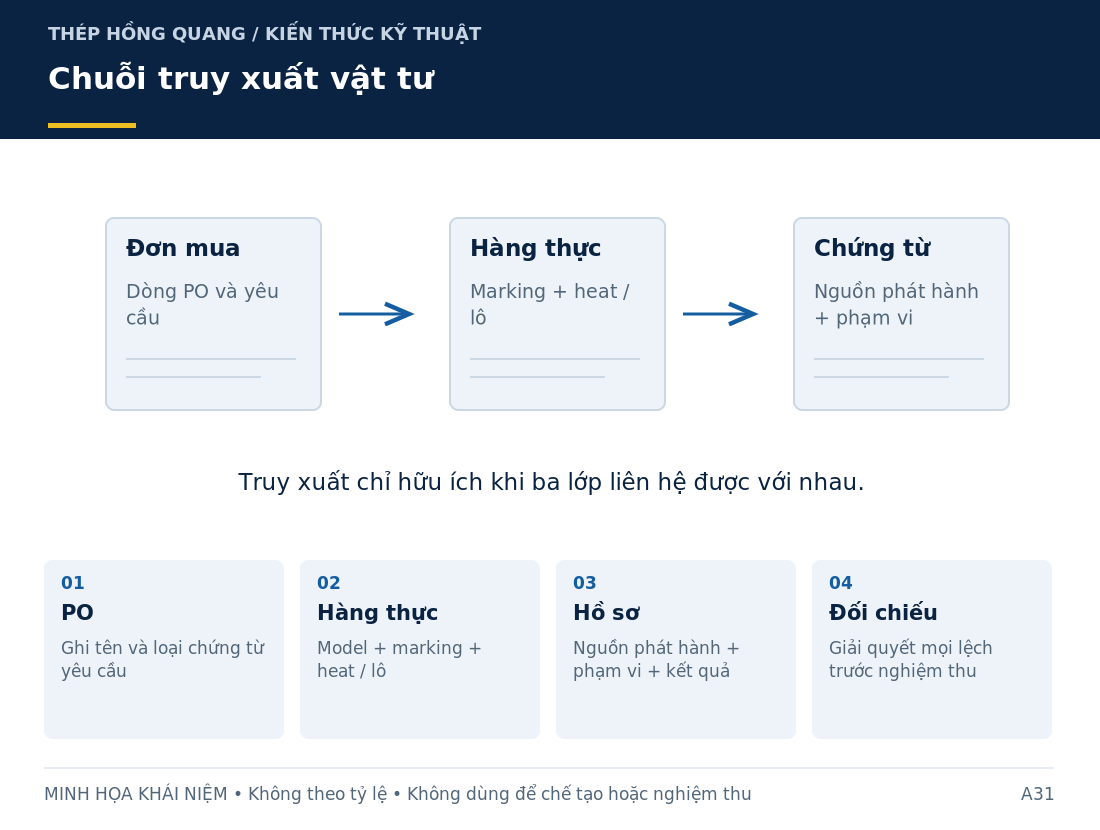 Chuỗi truy xuất vật tư: sơ đồ nhận diện và các thông tin cần làm rõ khi mua hàng.