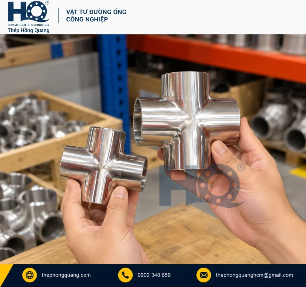 Các phụ kiện nối chữ thập bề mặt sáng — Hồng Quang